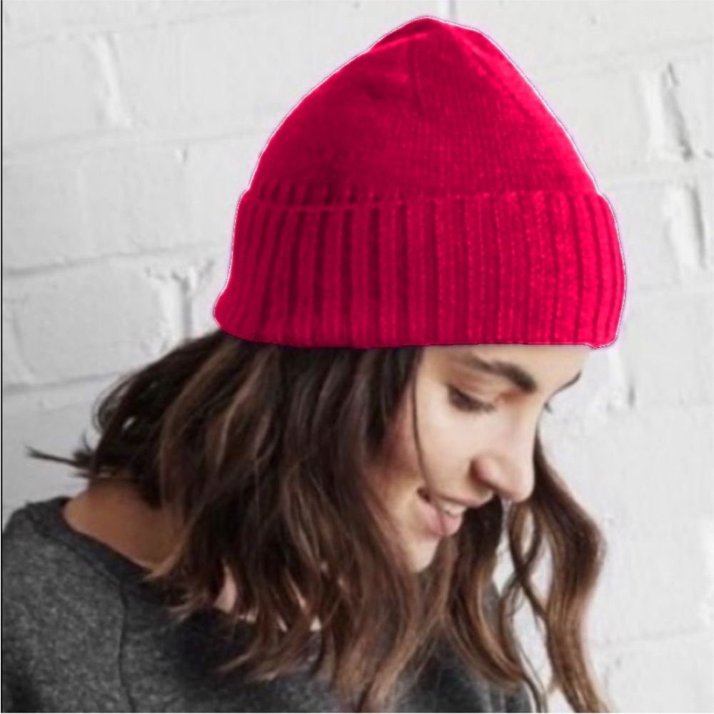 NWT Alternative Apparel Ultra Soft Wool Blend Beanie Hat in Red